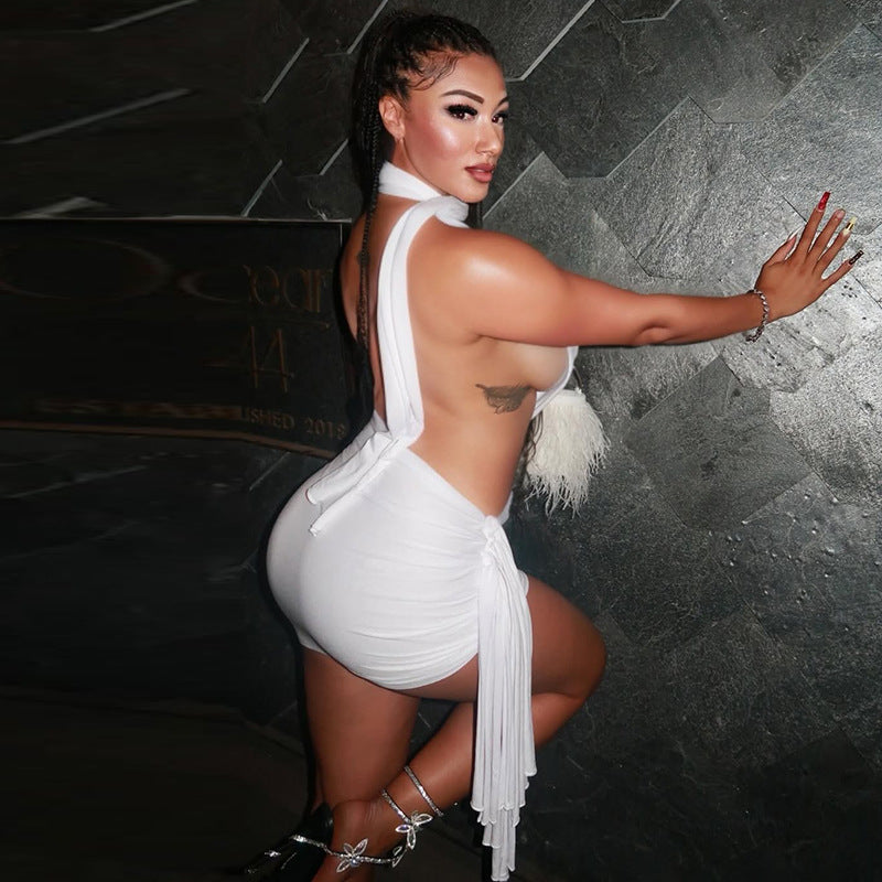 Backless Pleated Dress